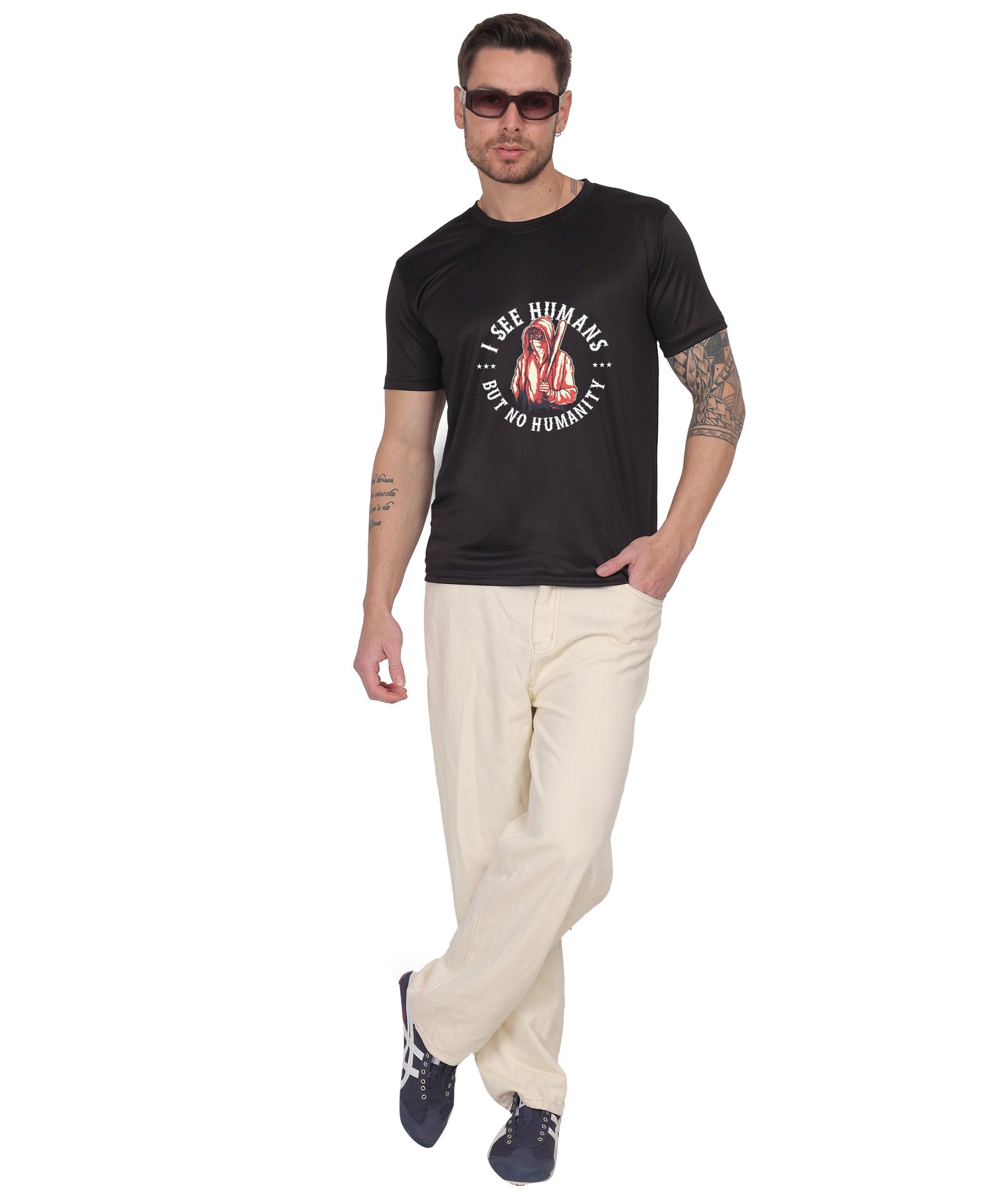 Generic Military Quote Graphic T-Shirt, Black Cotton, Short Sleeve, Crew Neck, Regular Fit