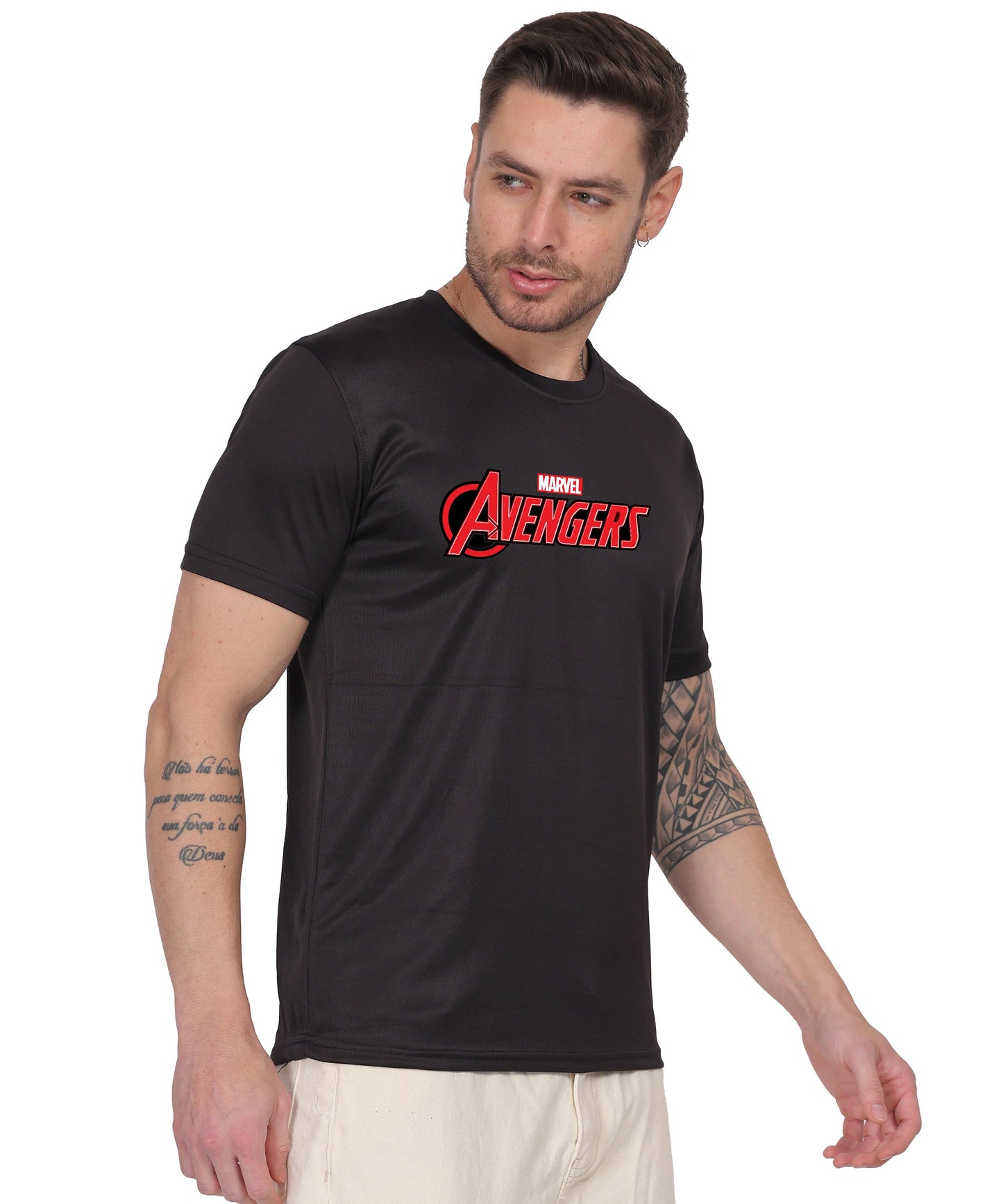 Love Graphic Print Cotton T-Shirt, Black, Round Neck, Short Sleeve, Casual Wear