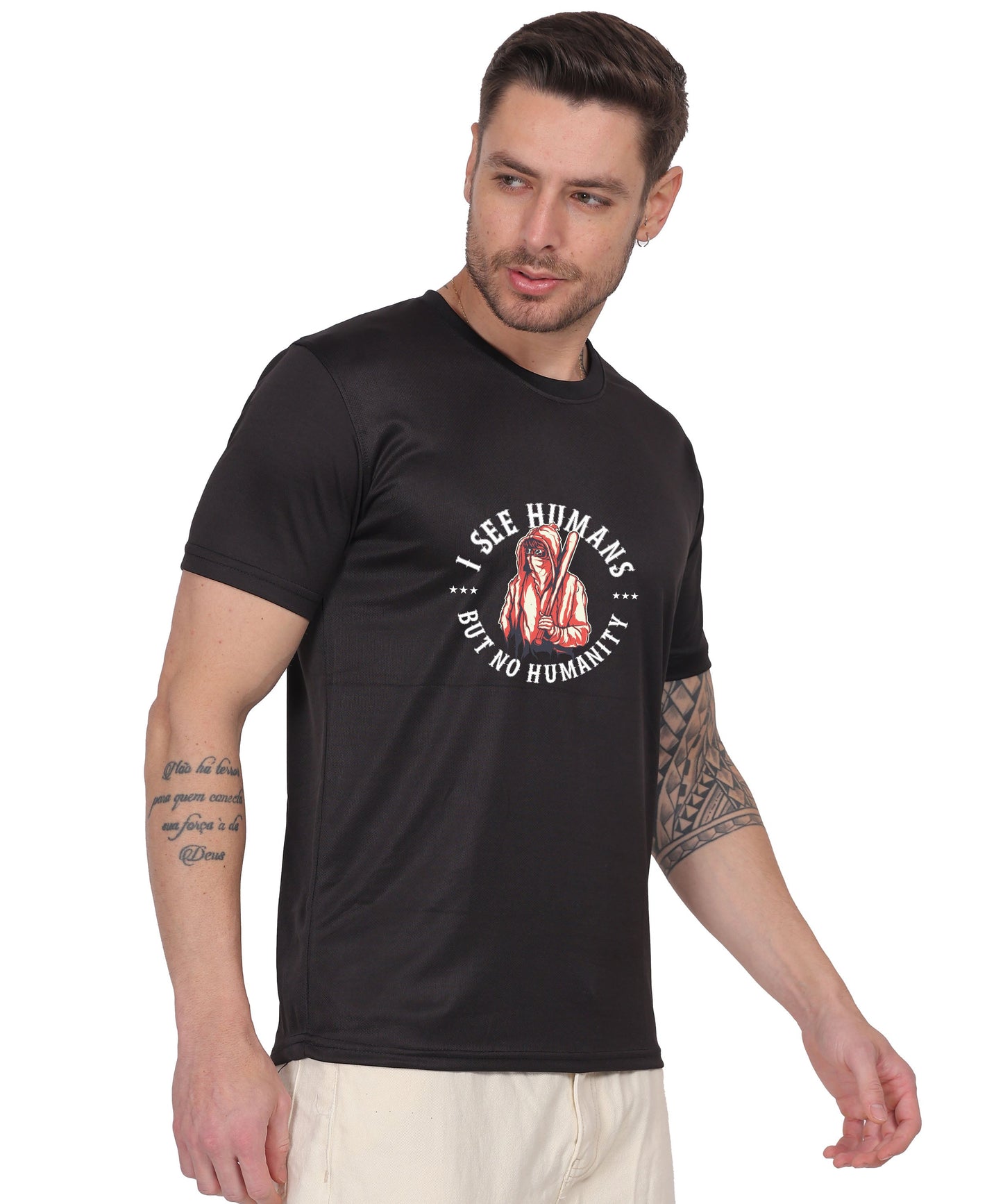 Generic Military Quote Graphic T-Shirt, Black Cotton, Short Sleeve, Crew Neck, Regular Fit