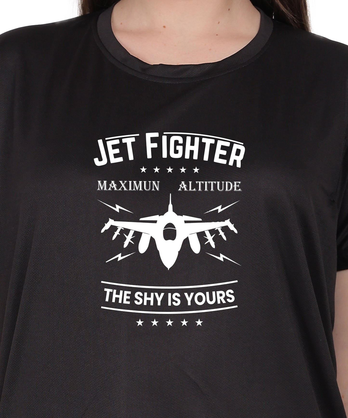 Jet Fighter Graphic T-Shirt, Maximum Altitude Design, Short Sleeve, Casual Wear