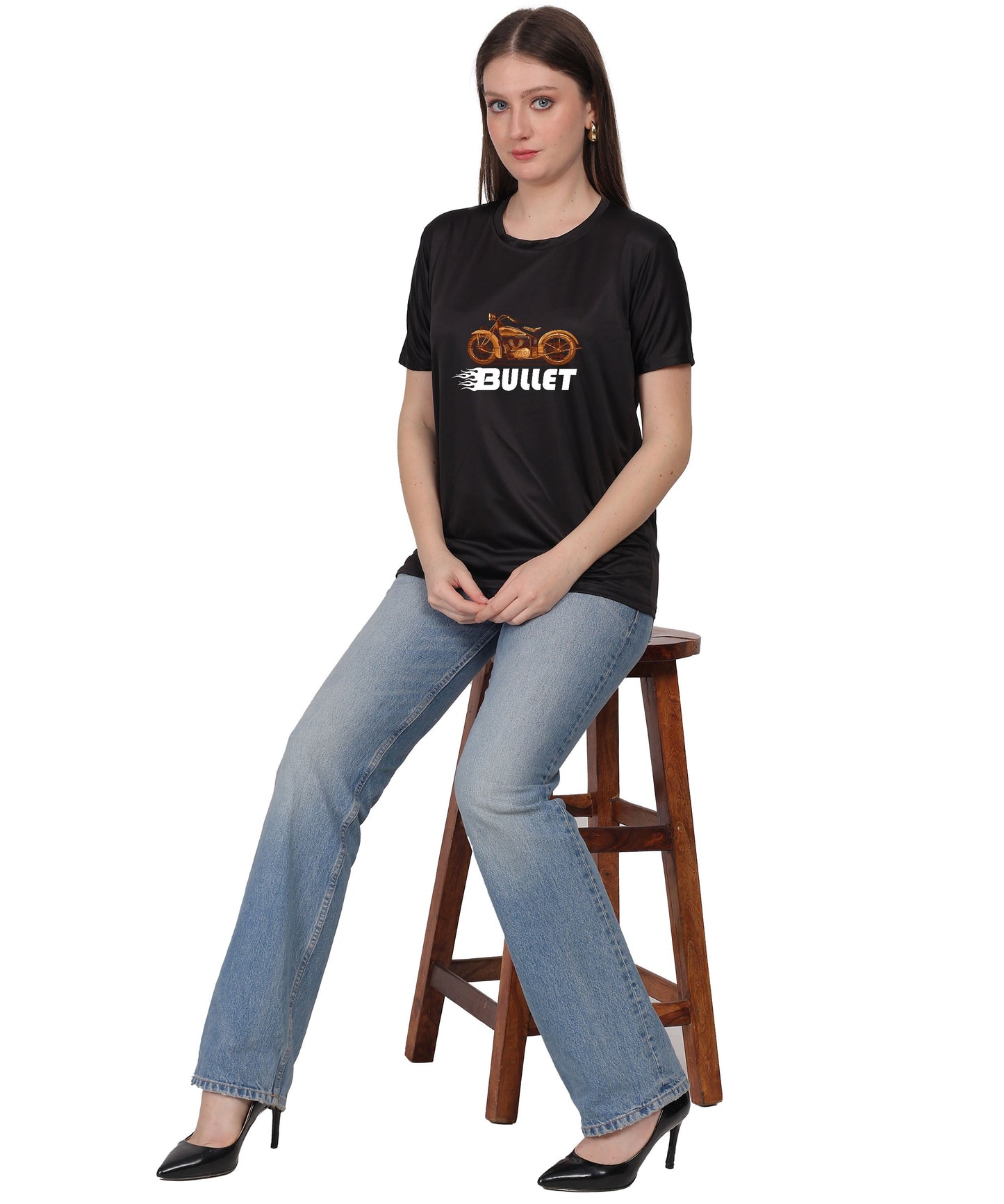 Religious Graphic T-Shirt, Cotton Blend, Short Sleeve Crew Neck, Bullet Design