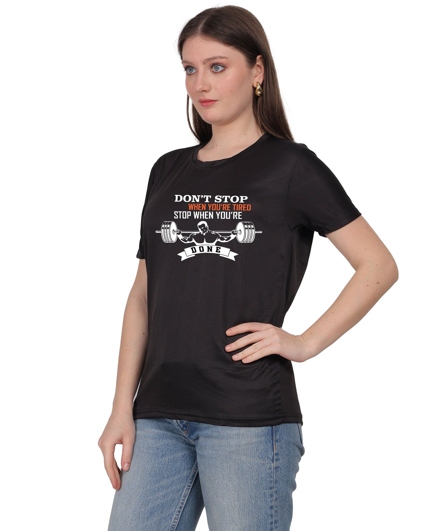 Motivational Gym Workout T-Shirt, Cotton, Short Sleeve, Regular Fit, Barbell Design