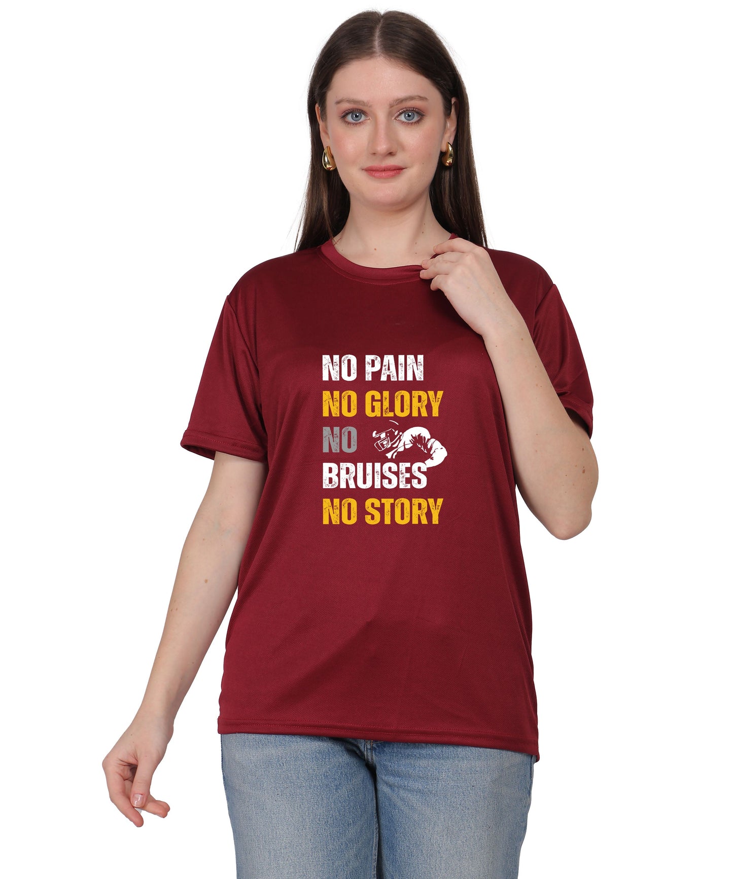 No Pain No Glory Soccer T-Shirt, Red, Short Sleeve Graphic Design, Athletic Casual Wear