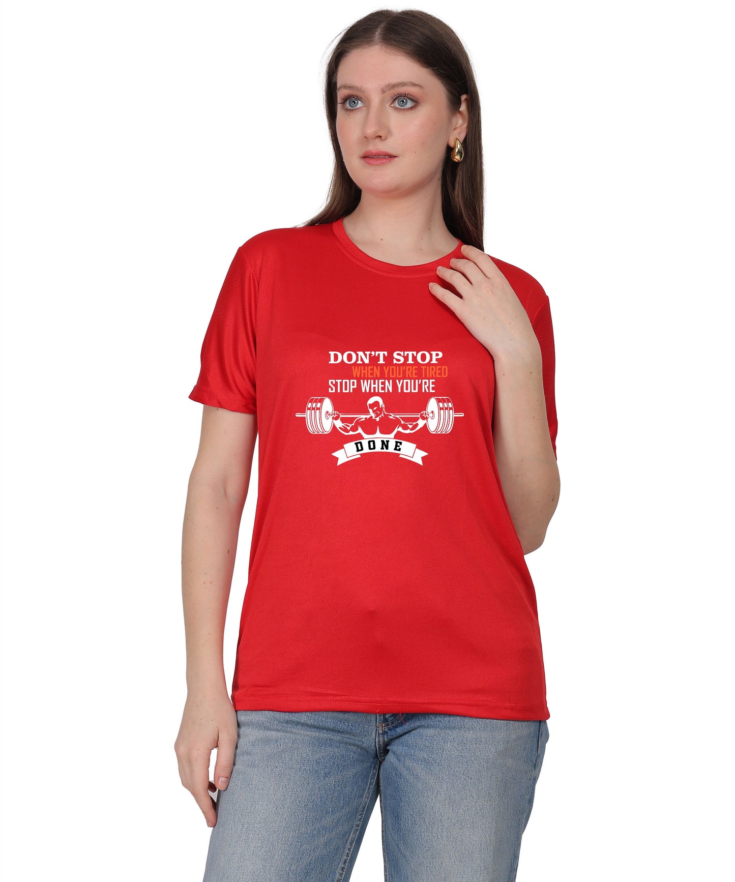 Motivational Gym Workout T-Shirt, Cotton, Short Sleeve, Regular Fit, Barbell Design