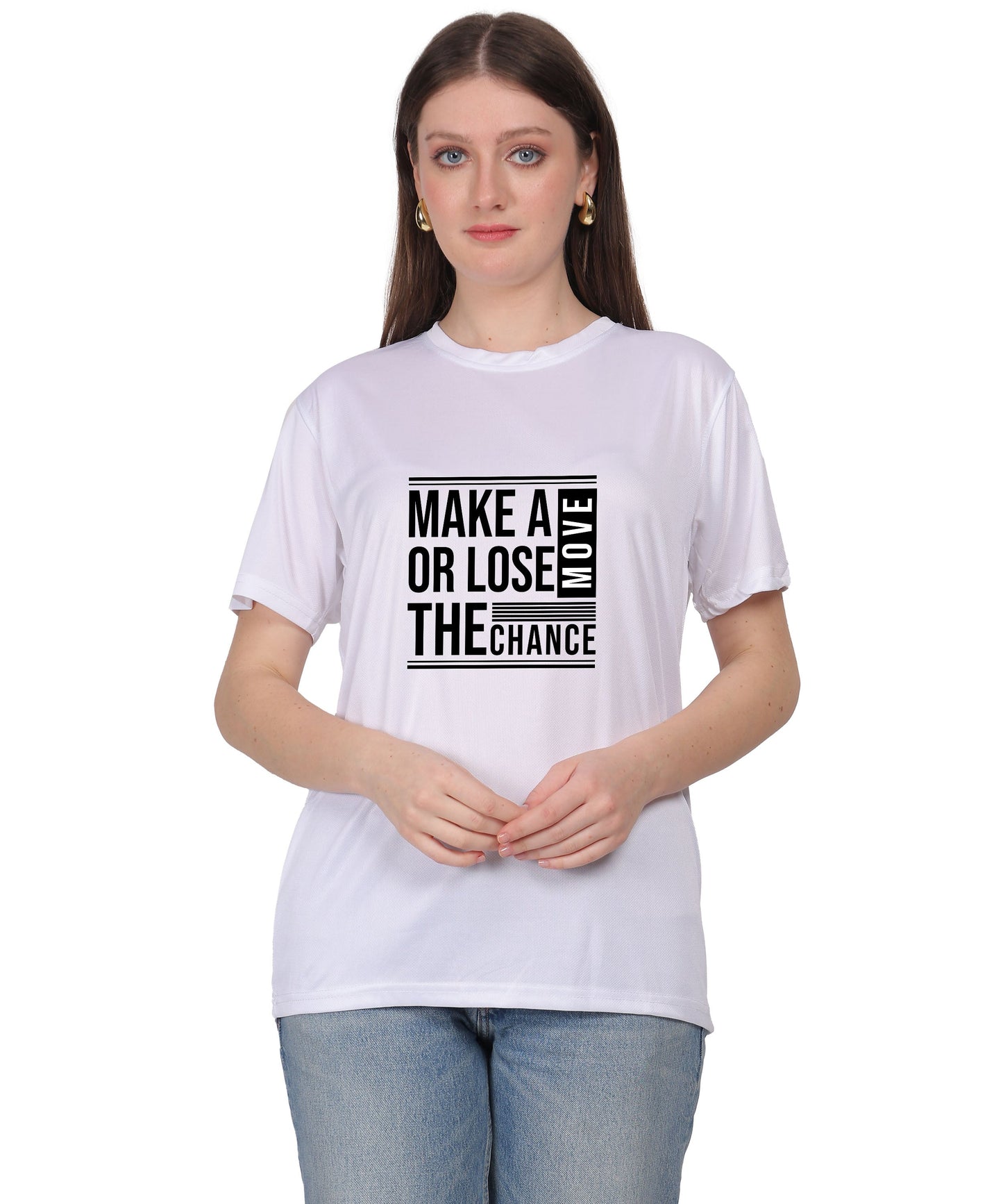 Motivational Graphic T-Shirt, Cotton Blend, Short Sleeve, Regular Fit, Make A Move Design