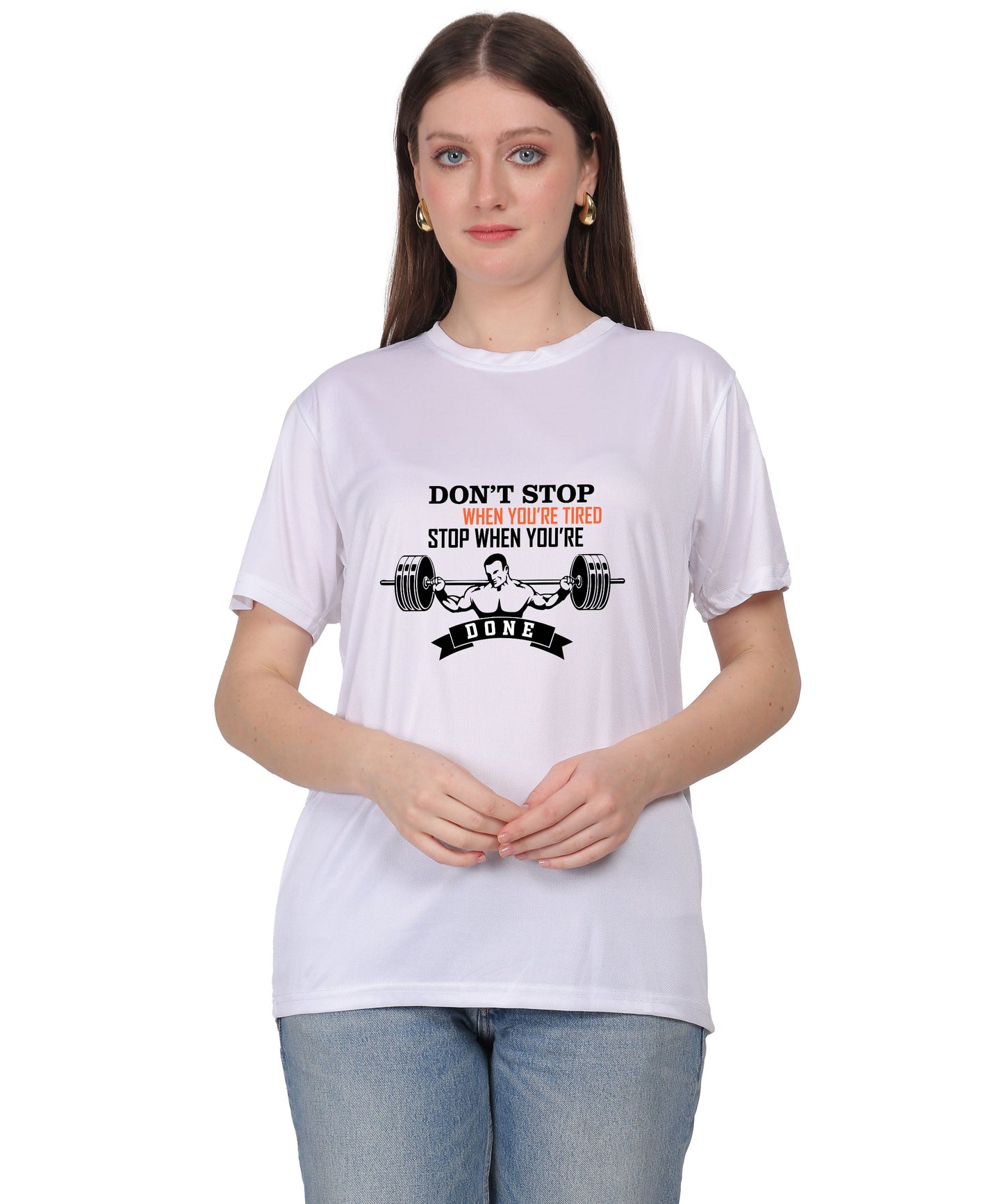 Motivational Gym Workout T-Shirt, Cotton, Short Sleeve, Regular Fit, Barbell Design