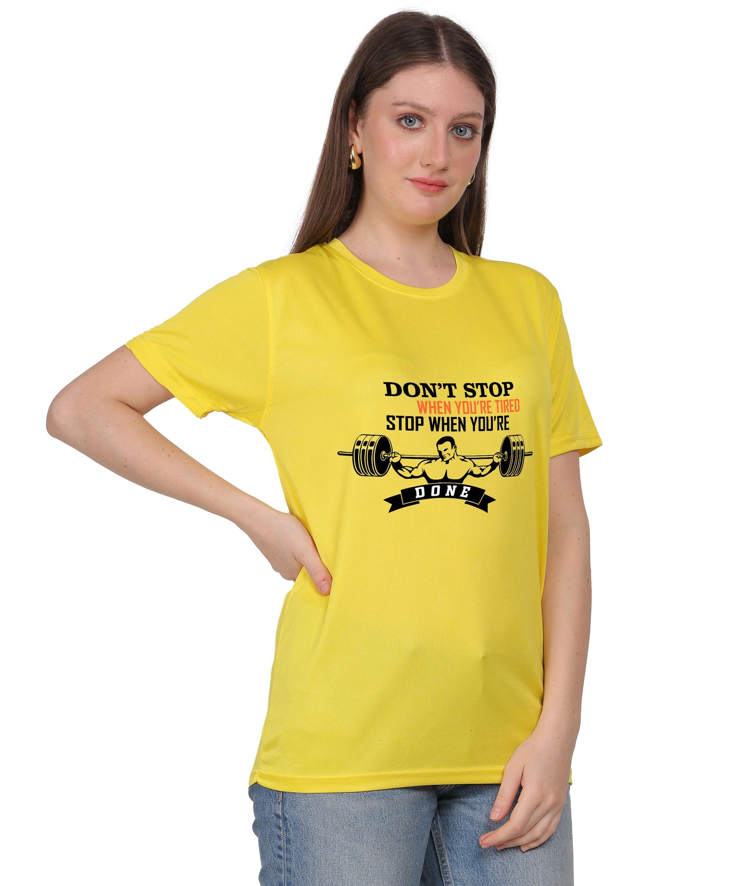 Motivational Gym Workout T-Shirt, Cotton, Short Sleeve, Regular Fit, Barbell Design