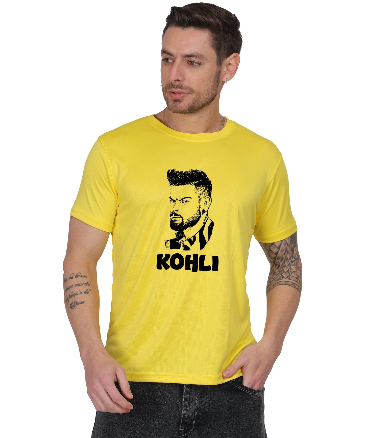 Generic Men's Graphic Print Cotton T-Shirt, Black, Short Sleeve, Crew Neck, Regular Fit