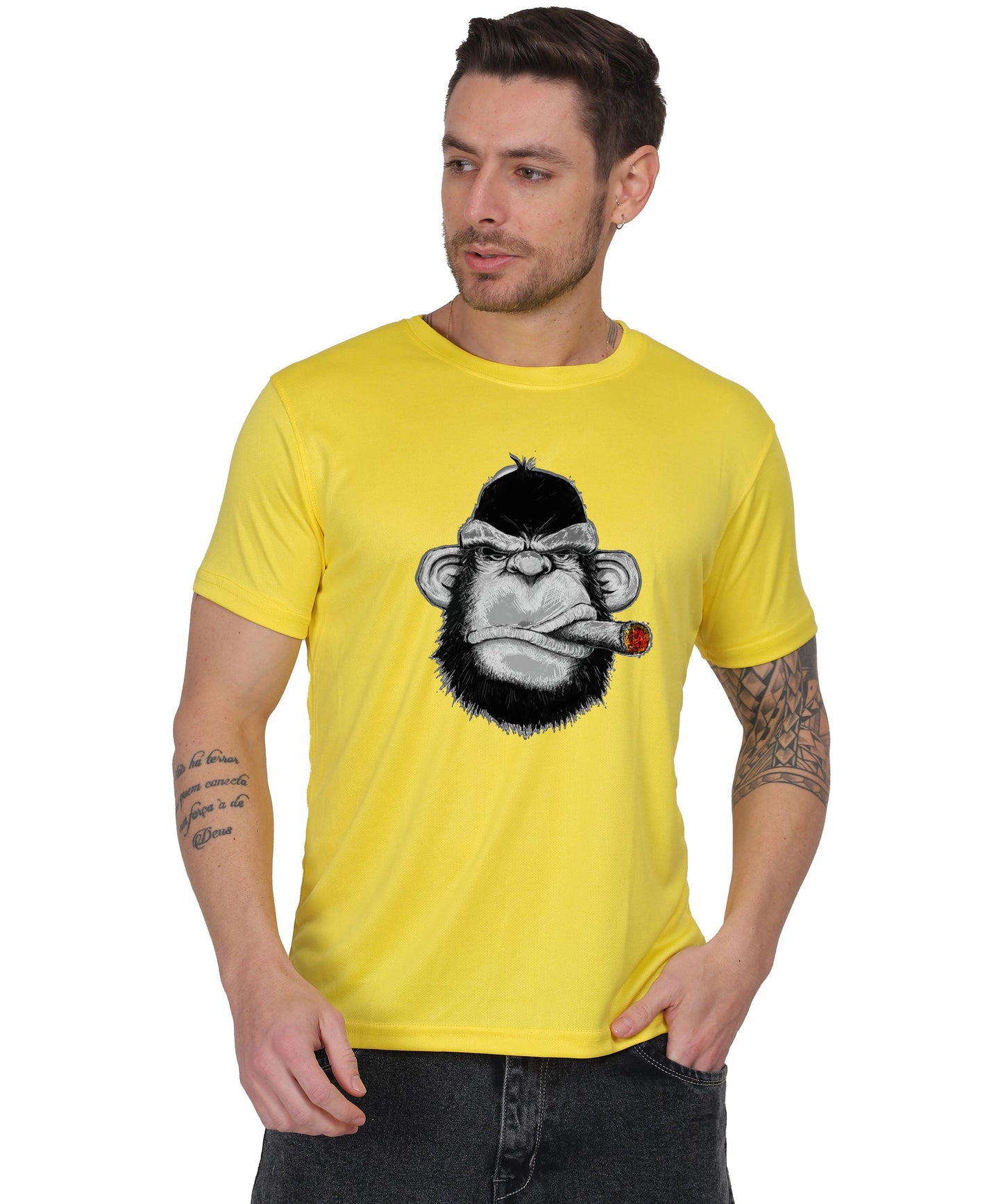Generic Hooded Figure Graphic T-Shirt, Black Cotton, Short Sleeve, Regular Fit, Military Theme