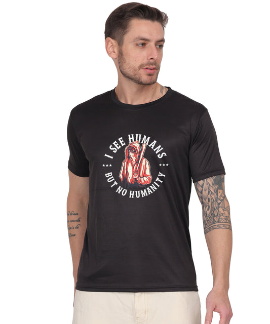 Generic Military Quote Graphic T-Shirt, Black Cotton, Short Sleeve, Crew Neck, Regular Fit
