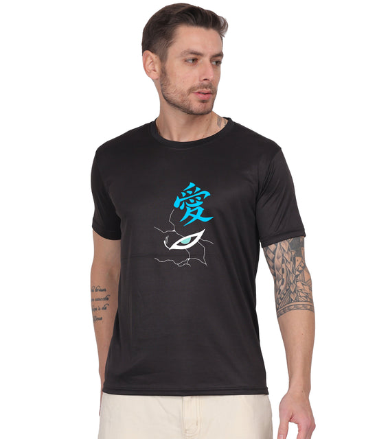 Generic Hooded Figure Graphic T-Shirt, Black Cotton, Short Sleeve, Regular Fit, Crew Neck