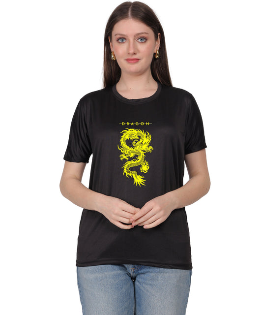 Dragon Graphic Print Cotton T-Shirt, Short Sleeve, Crew Neck, Casual Wear
